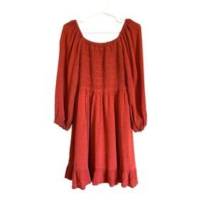 Wild Daisy Smocked Long Sleeve Dress Rust Ruffle Size 7 Girls Autumn Cottage